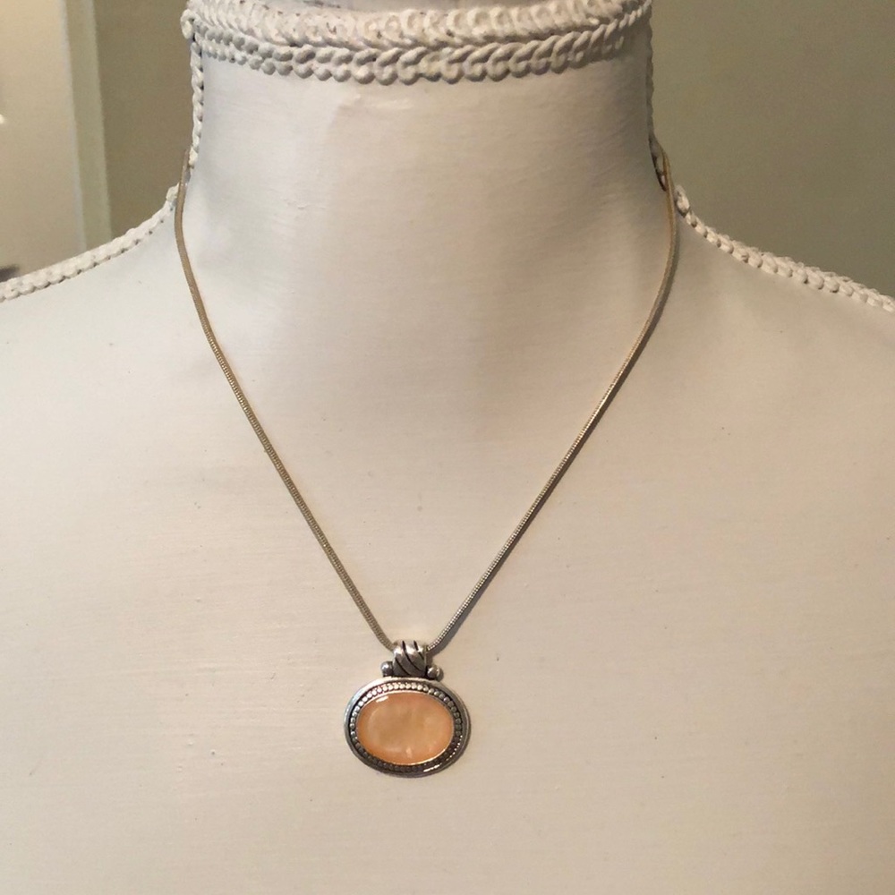 Gorgeous peach and silver necklace